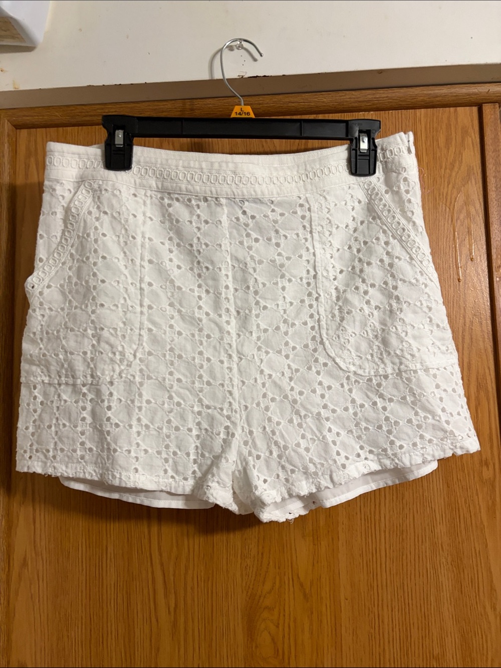 Vici White High-Waist Eyelet Lace Shorts